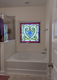 Master Bath after stained glass window